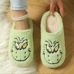 Grinch Plush Hard Bottom‎ Slippers - New